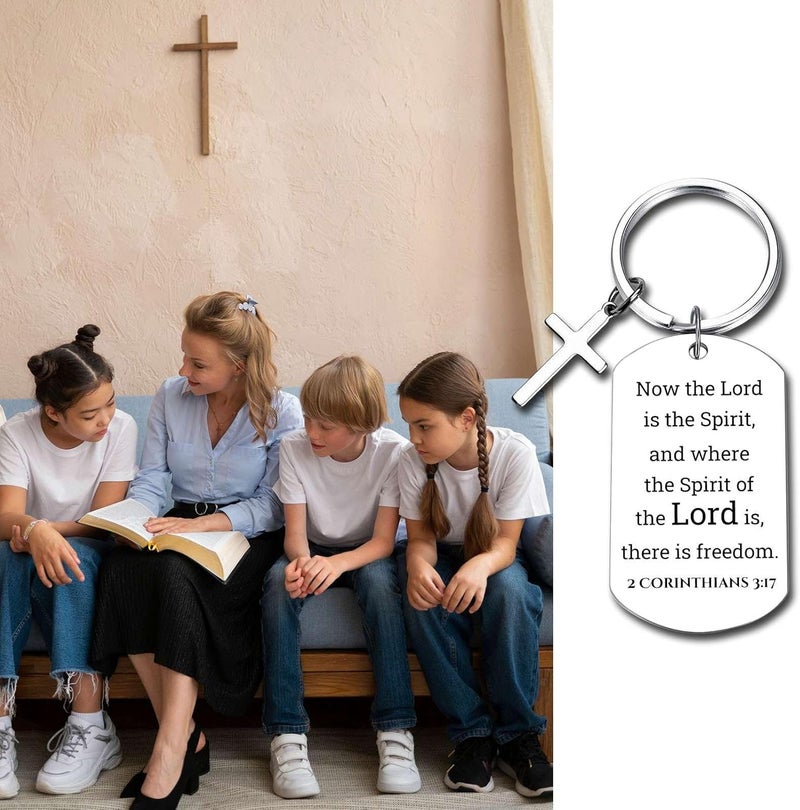 GiftYou Inspirational Scripture Metal Key Chains with Cross Pendant - Bible Verse Keychain Religious Gift for Christian - Image 2